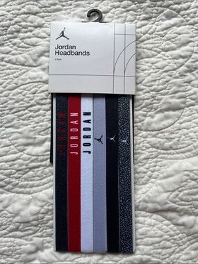 Jordan 6-Pack Elastic Headbands — Black, Red, White, Gray